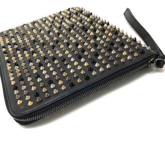 CHRISTIAN LOUBOUTIN Spike Studs Leather Zip Around iPad Case - Picture 2 of 16